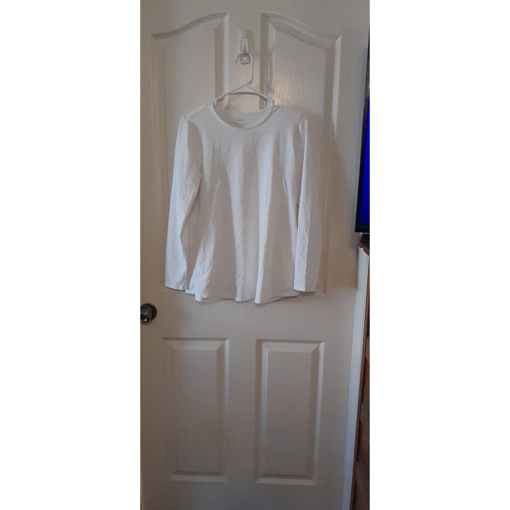 Pure Jill White Stretch Cotton Shirttail Tee. Size Small.b63
